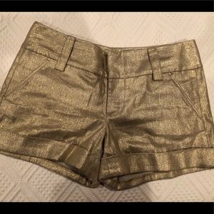 Alice and Olivia gold shorts